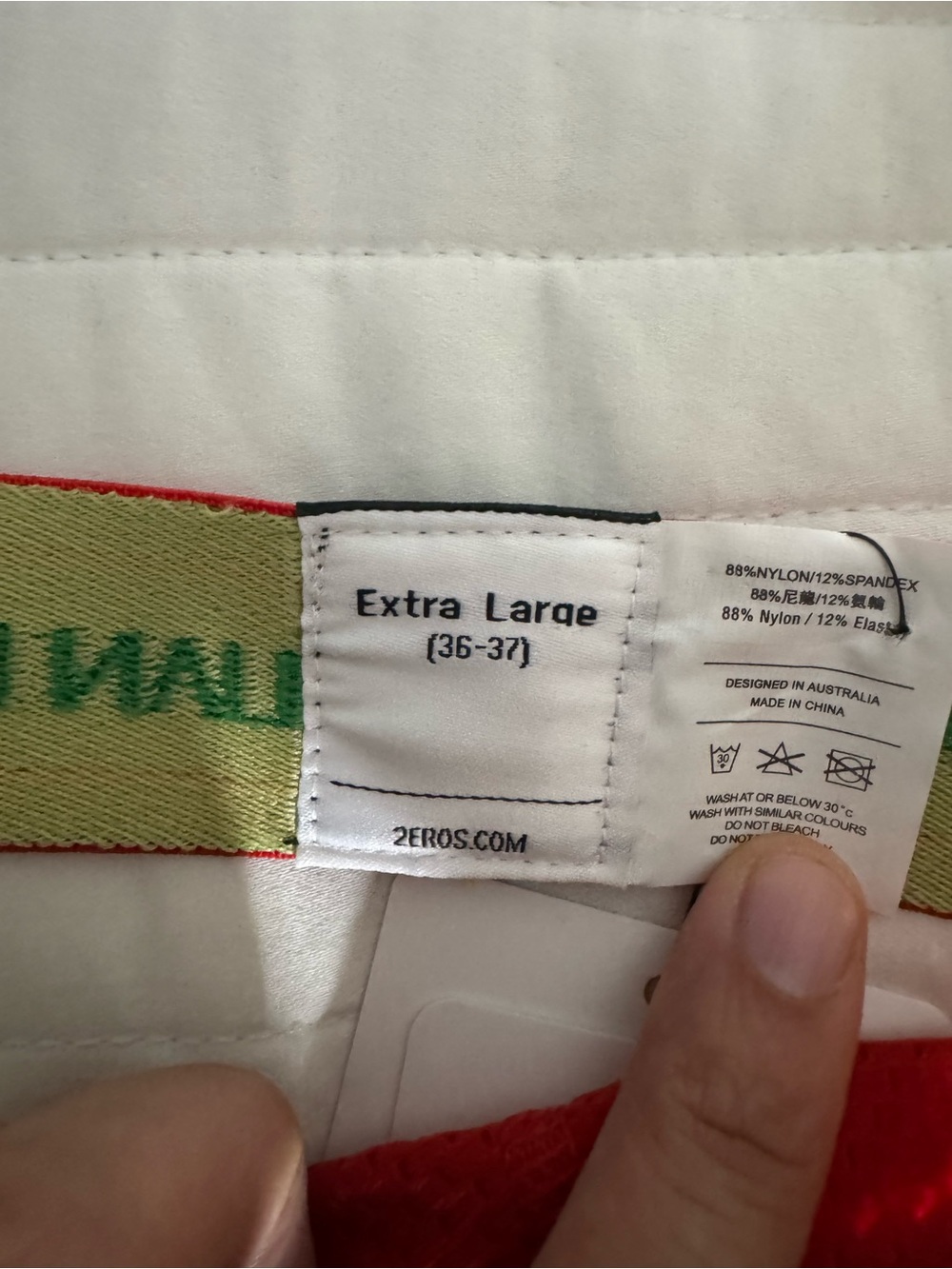 2EROS Men's Red Jockstrap with Green Trim - Picture 3 of 4